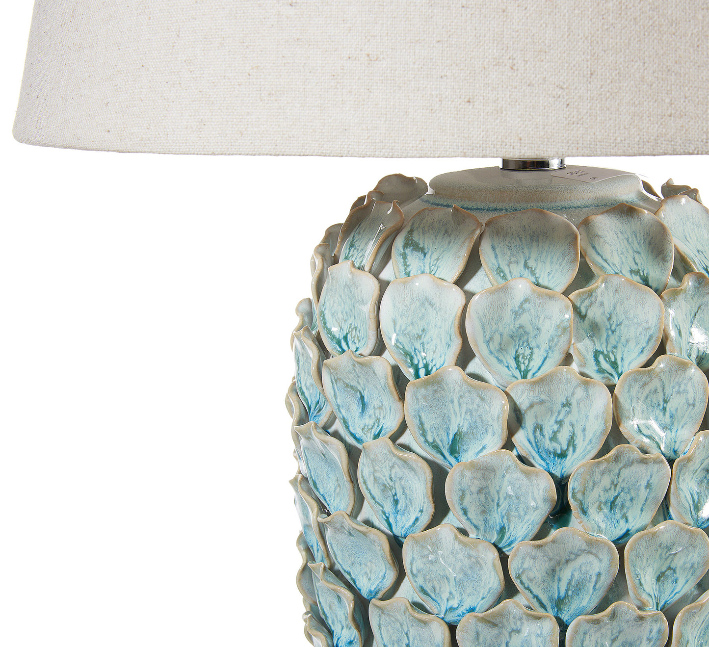 Lampada in ceramica con cappa in tessuto