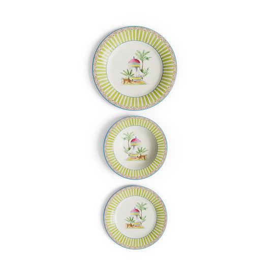 Table Set Plate 3X Porcelain Sariska Green Unica