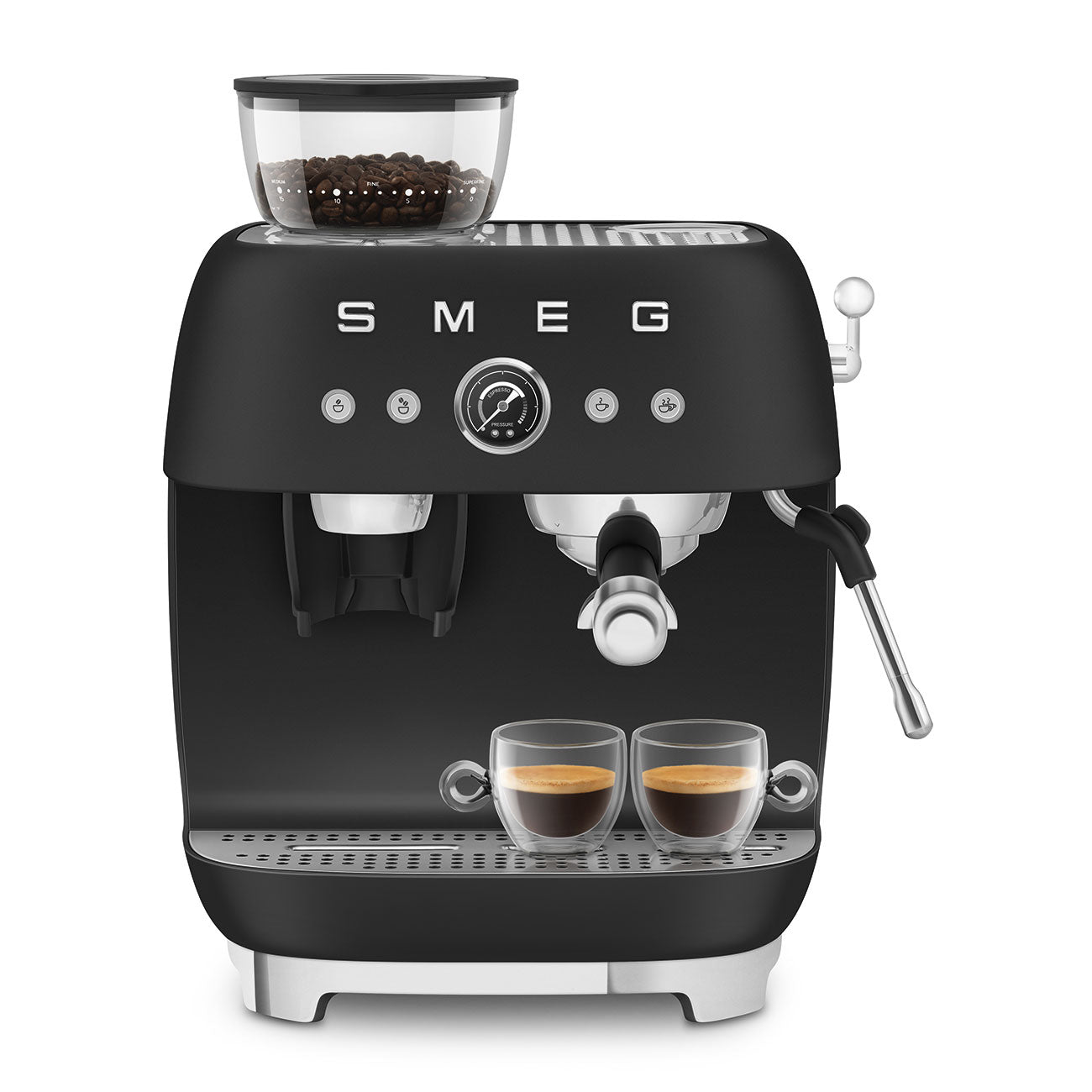 Macchina per caffè espresso manuale con macinacaffè, Nero Opaco Plug EU Smeg