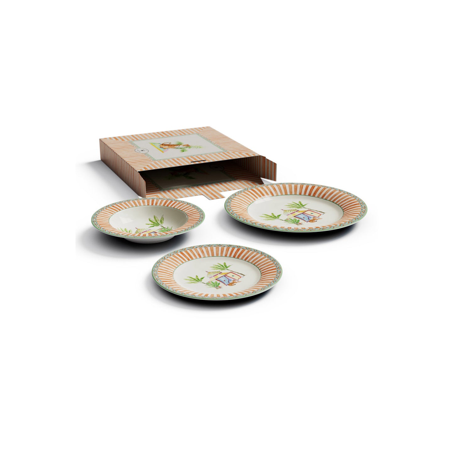 Set di 3 piatti in porcellana sariska orange Lisa Corti