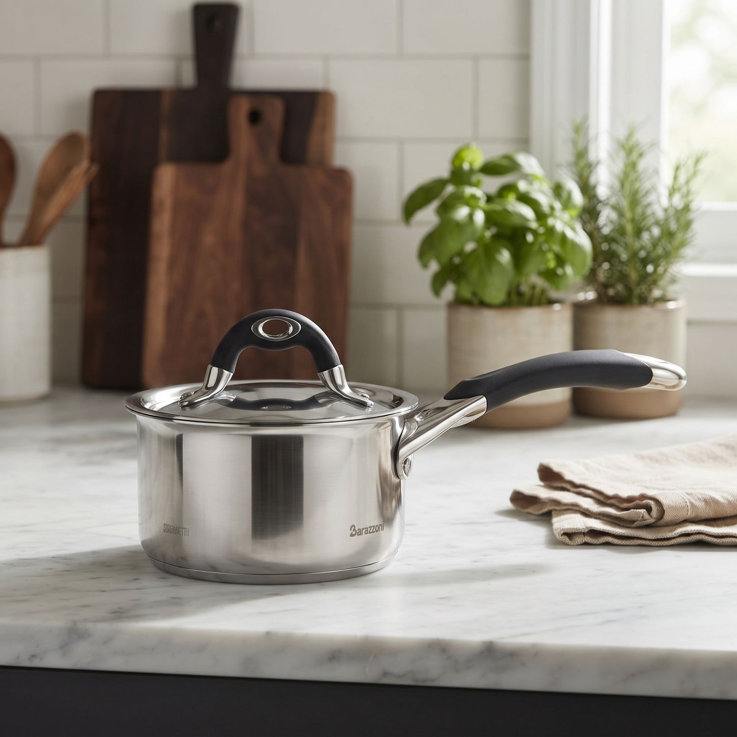 Casseruola Manico Lungo Linea Avorio Con Coperchio 18 cm Bialetti Exclusive