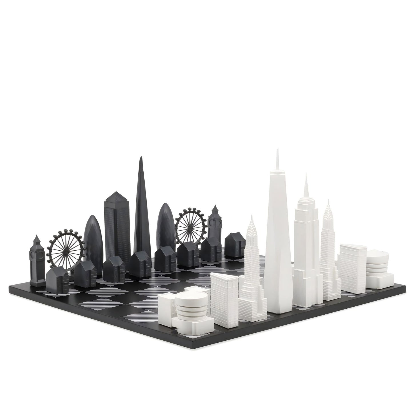 Scacchiera  London Vs New York Edition (with B/W Hatch Board) Skyline Chess