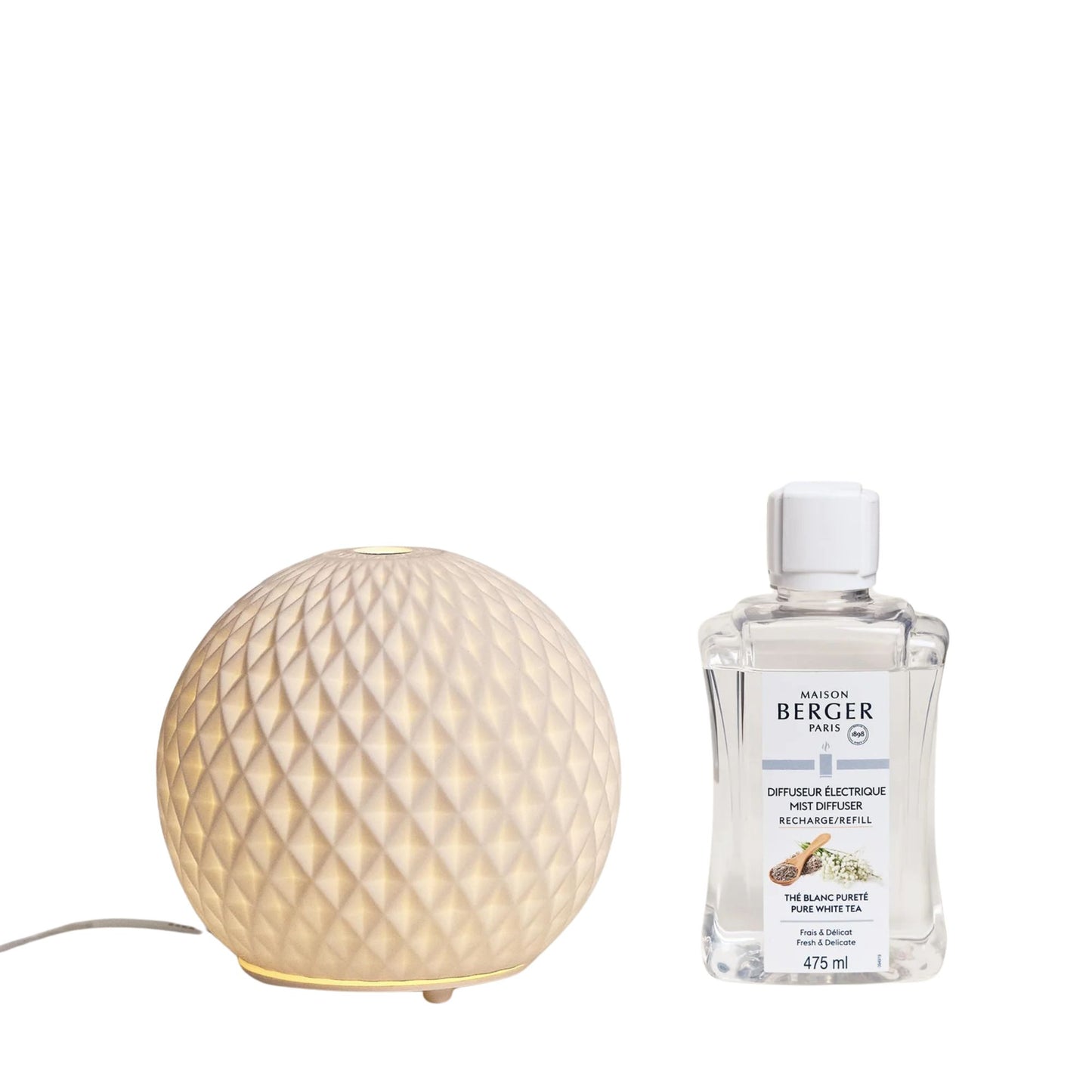 Diffusore Elettrico Sphère + 475ml Thé Blanc Pureté Maison Berger