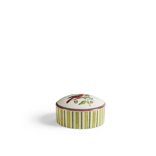 Jewelry Box 13X6,5 Porcelain Jungle Parrot Green Lisa Corti