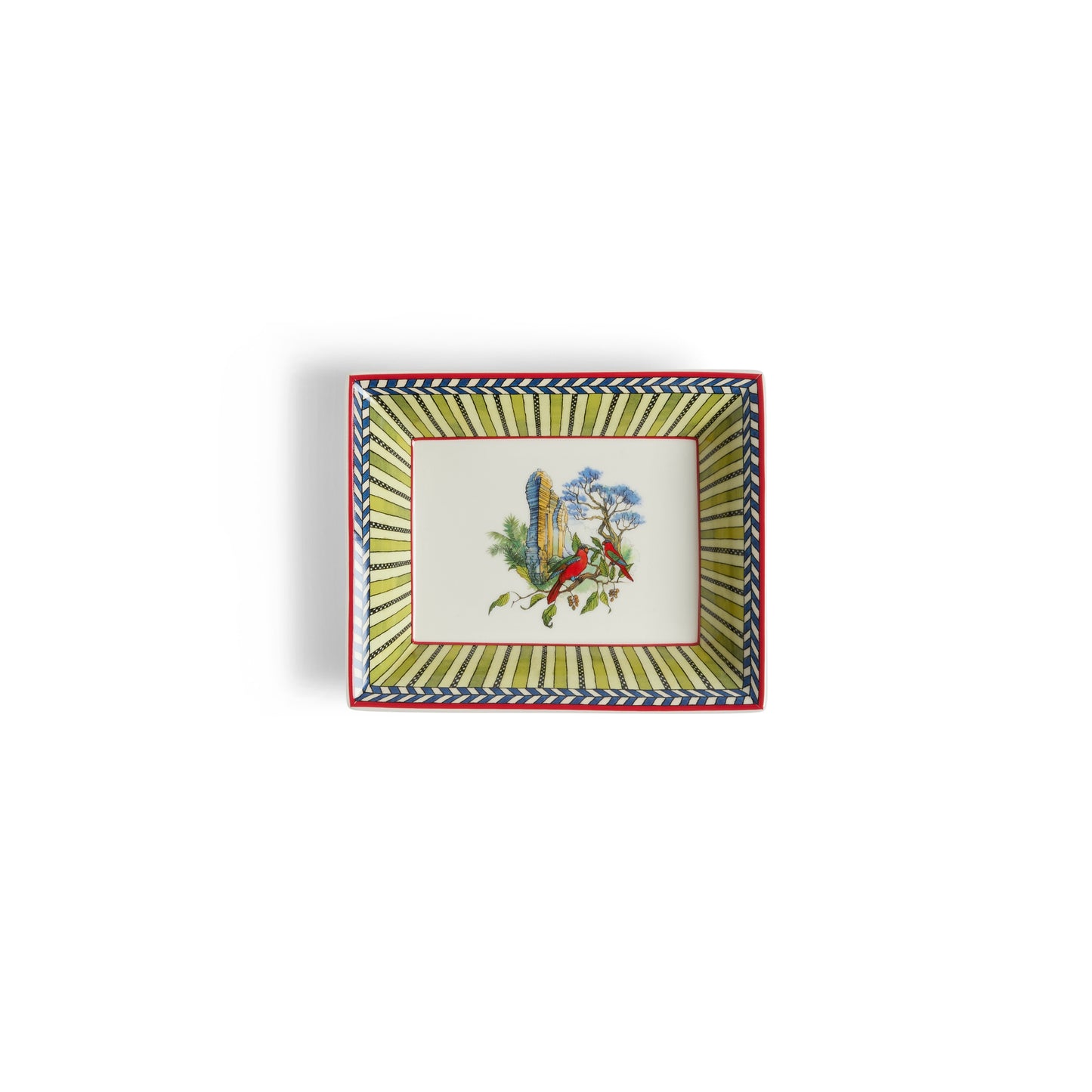 Vide Poche 19,5X15,5 Porcelain Jungle Parrot Green Lisa Corti