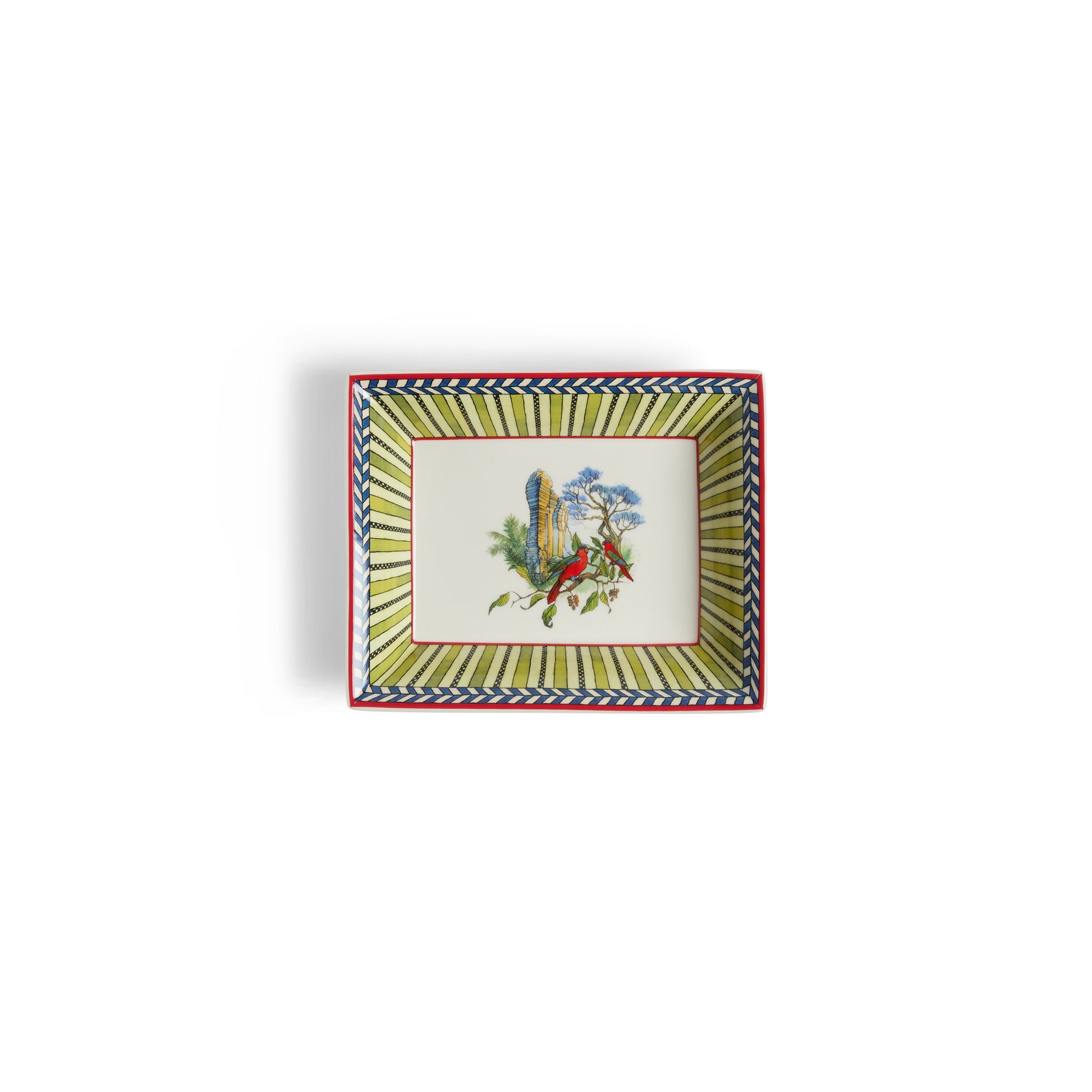 Vide Poche 19,5X15,5 Porcelain Jungle Parrot Green Lisa Corti