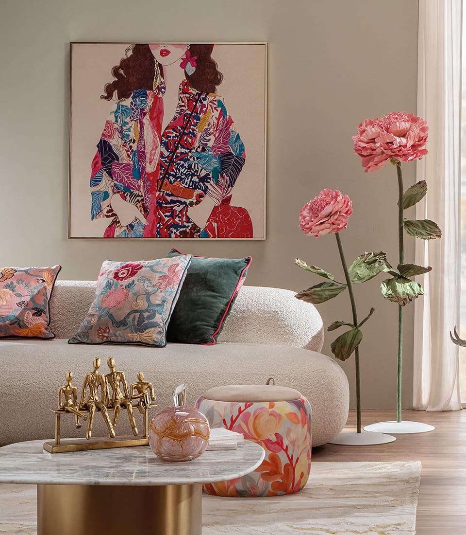 Fiore Decorativo Con Base 115H - Rosa L'oca Nera