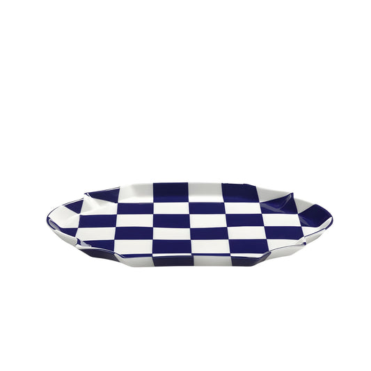 Piatto da portata ovale blu - bianco Fête des Bêtes Les Objets Mouleversants Serax