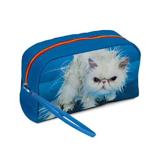 Beauty-Case In Pu Stampato Toiletpaper Angry Cat Seletti