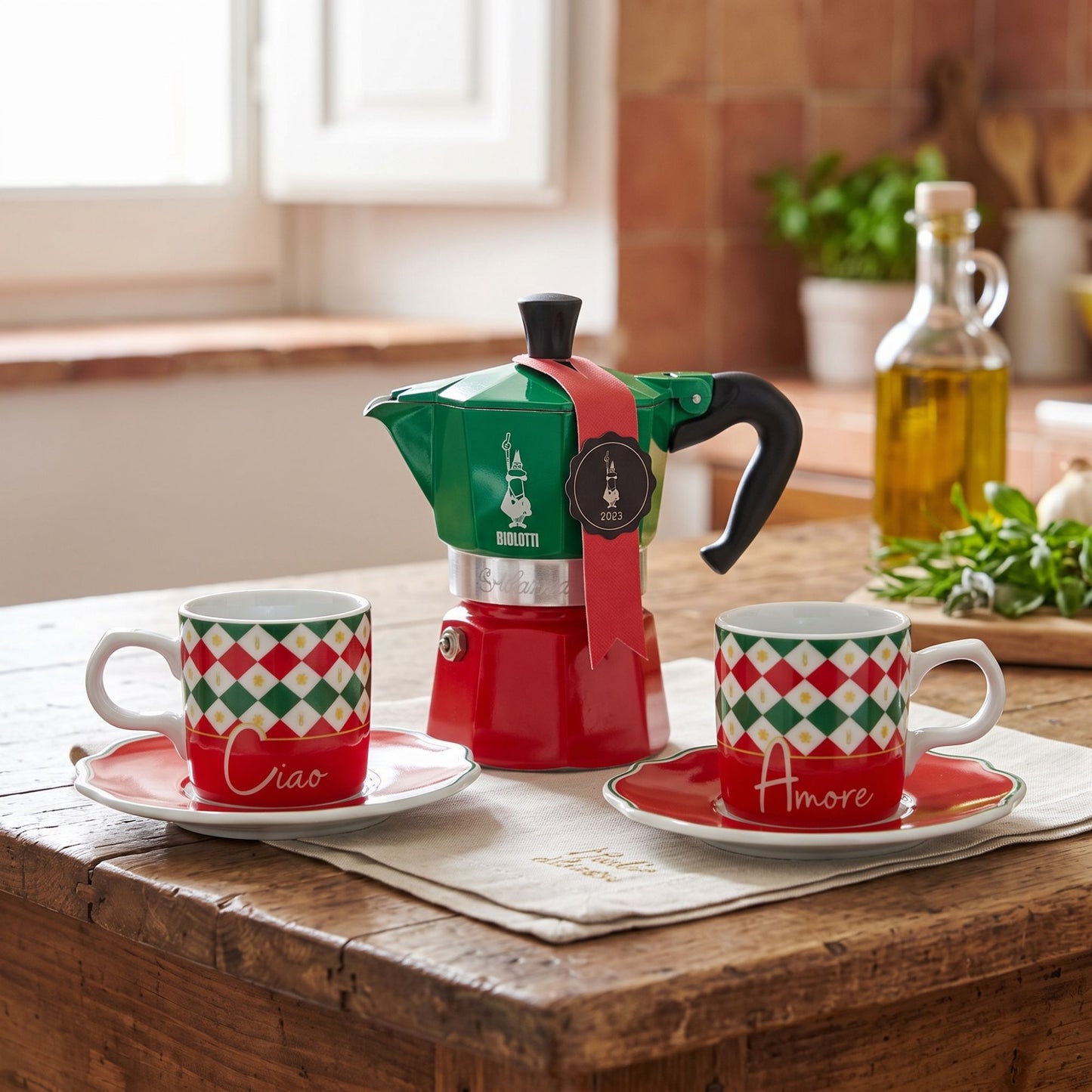Set 2 Tazze + La Mokina Tricolore Bialetti Exclusive