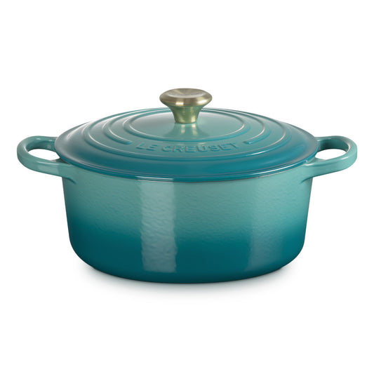 Cocotte rotonda Evolution in ghisa vetrificata Bleu Riviera Le Creuset