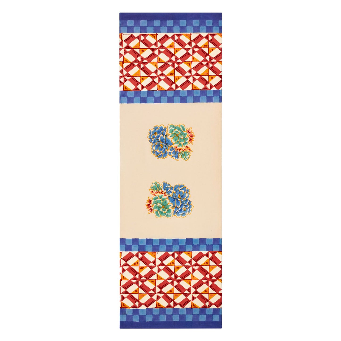 Cotton runner 50x150cm positano red tiles Lisa Corti