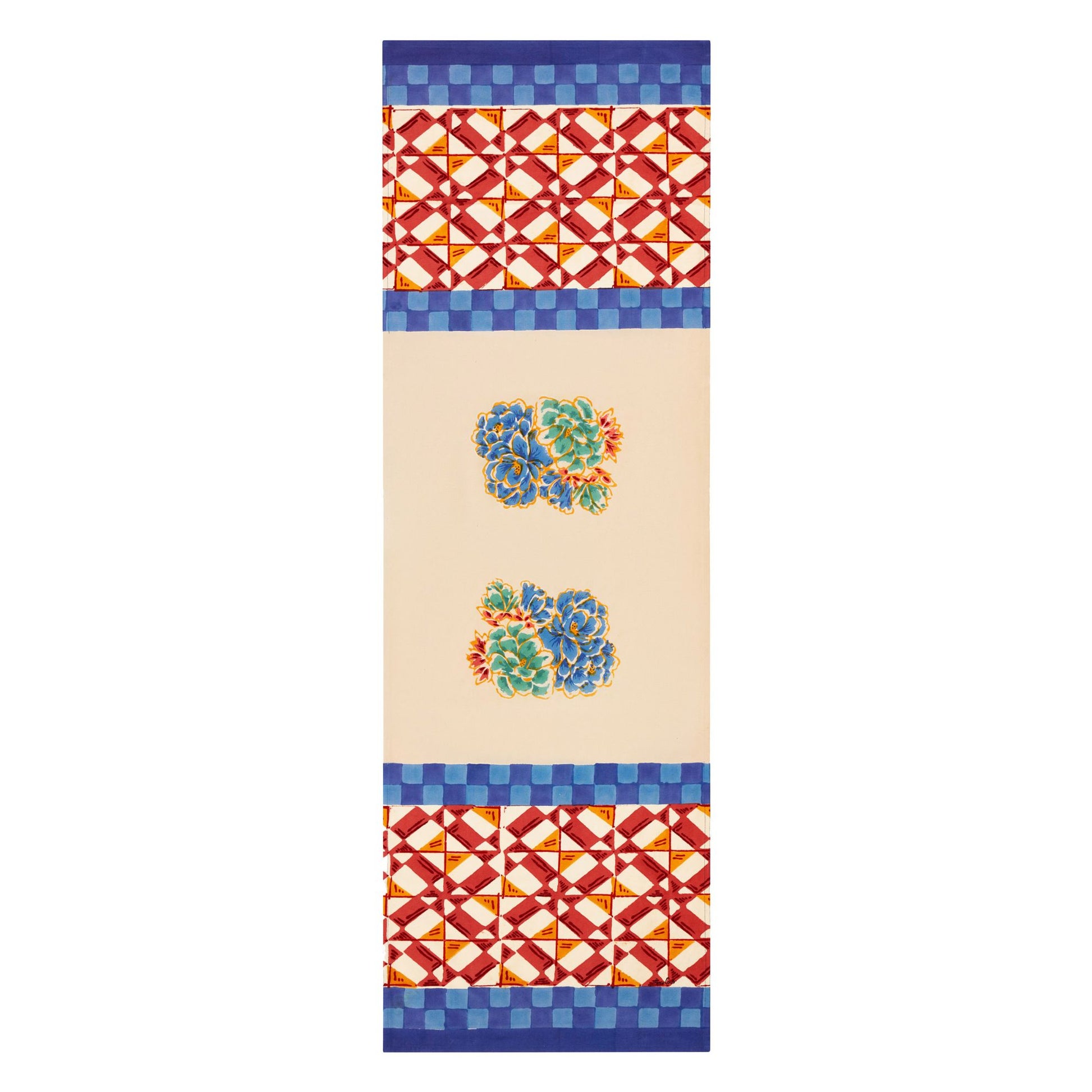 Cotton runner 50x150cm positano red tiles Lisa Corti