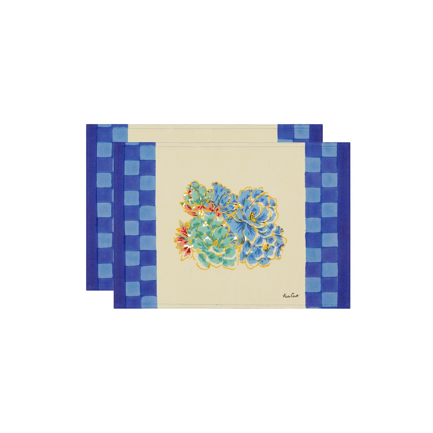 Set of 2 cotton placemats 35x48cm positano red tiles Lisa Corti