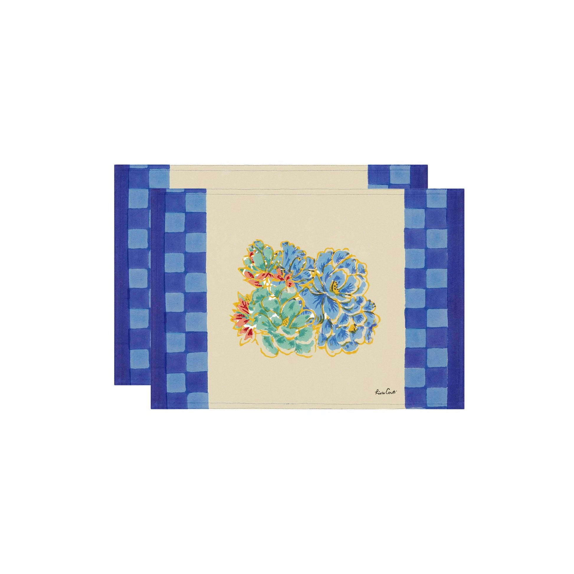 Set of 2 cotton placemats 35x48cm positano red tiles Lisa Corti