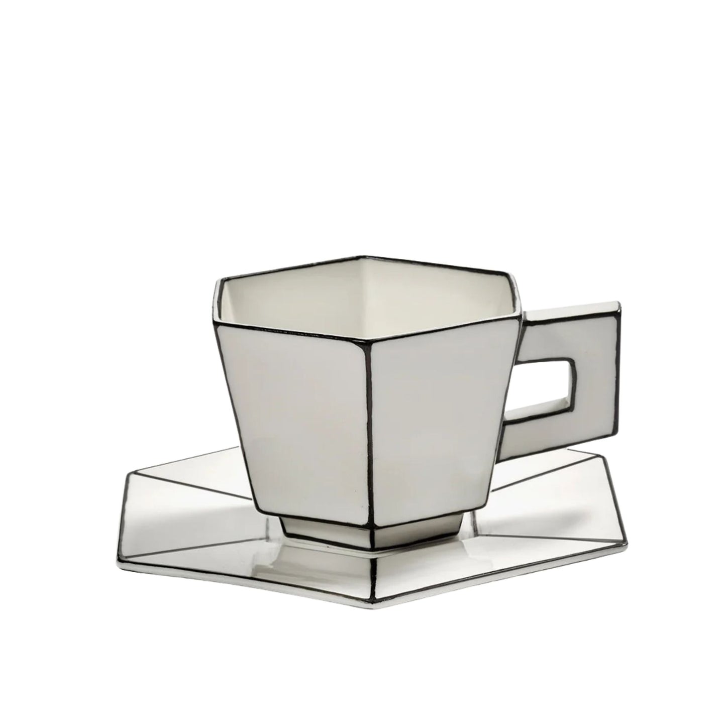 Set of 2 Cappuccino Cup + Saucer White/black Serax
