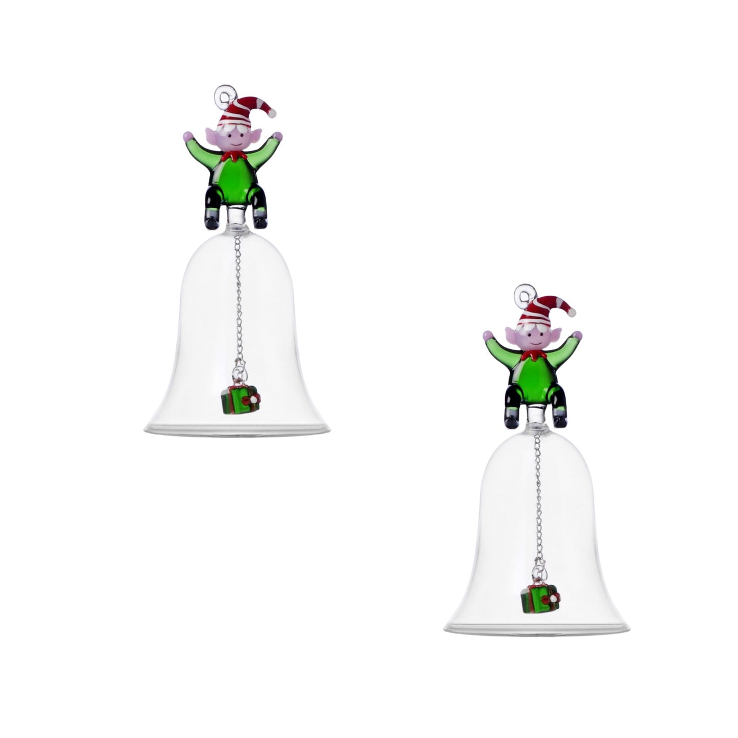 Set 2 Campane Elfo Verde Con Regalo Ichendorf