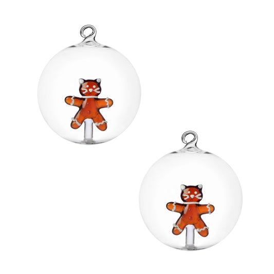 Set 2 Palle Natale Gatto Pan Di Zenzero Ichendorf