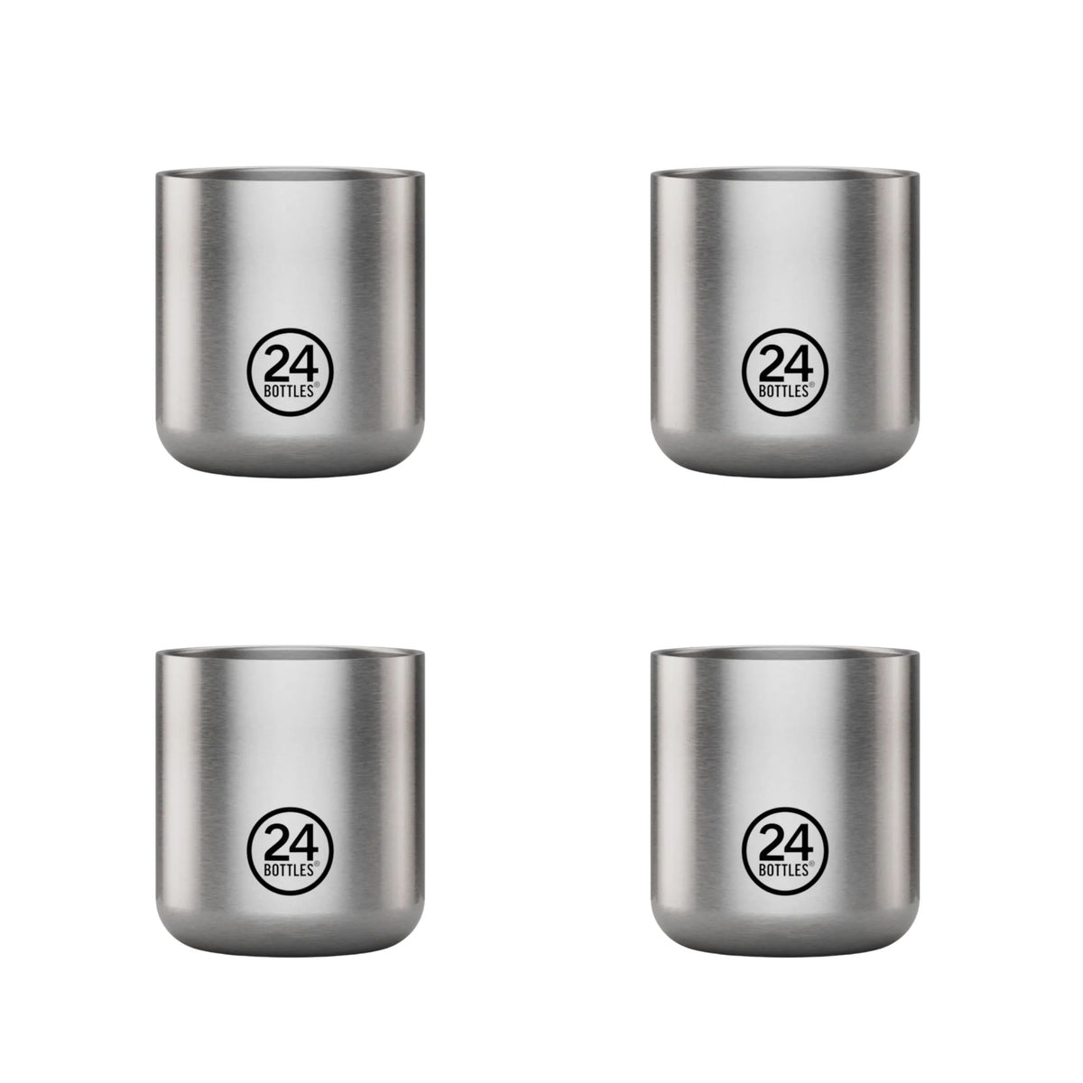 Casa Set 4 Cups Brushed Steel 24bottles