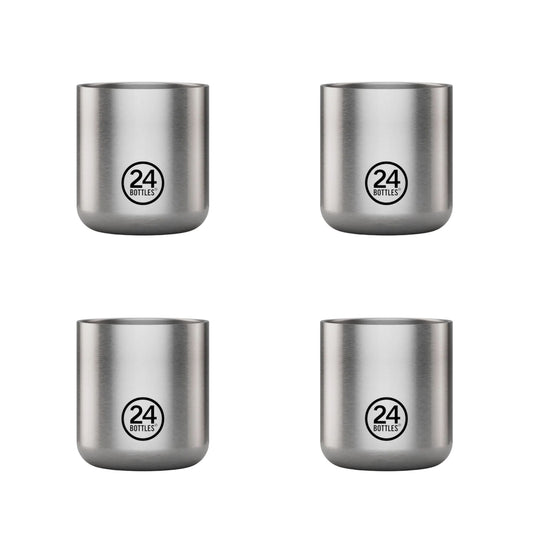Casa Set 4 Cups Brushed Steel 24bottles