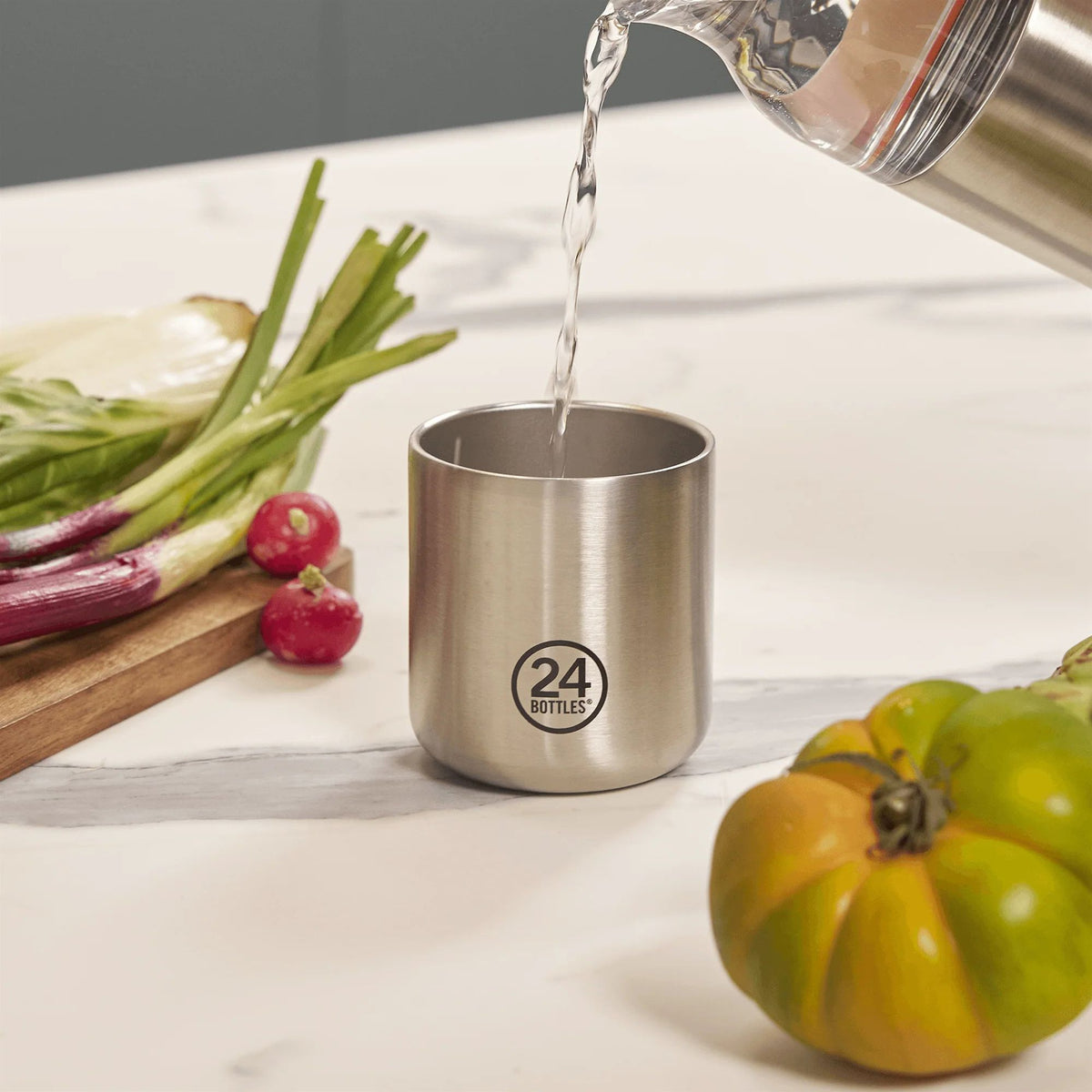 Casa Set 4 Cups Brushed Steel 24bottles