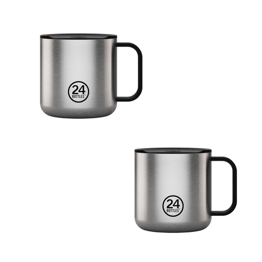 Casa Set 2 Mug Brushed Steel 24bottles