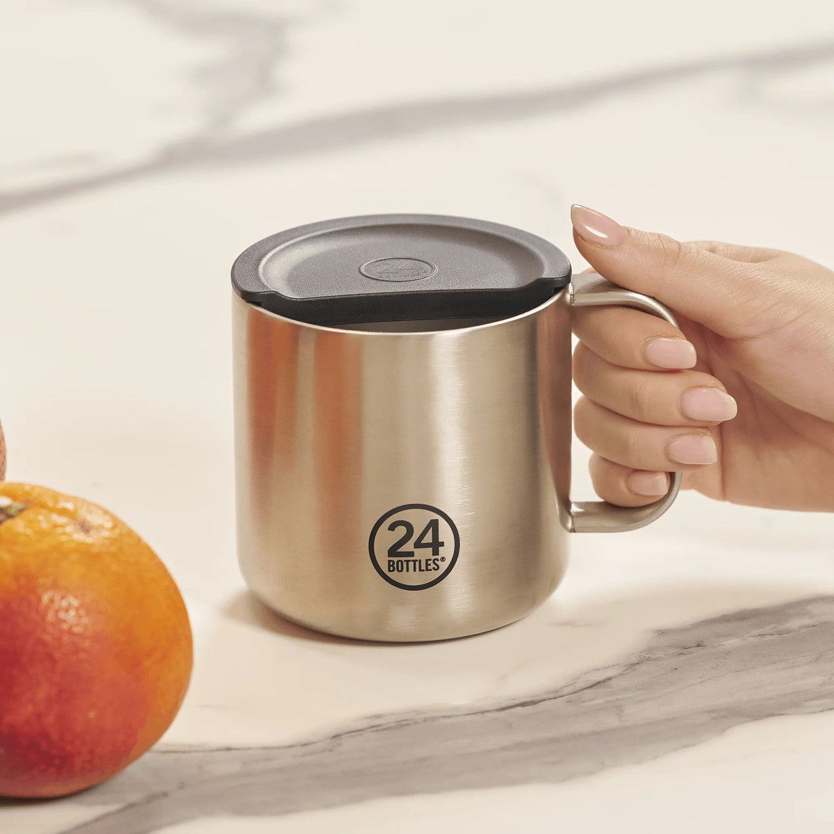 Casa Set 2 Mug Brushed Steel 24bottles