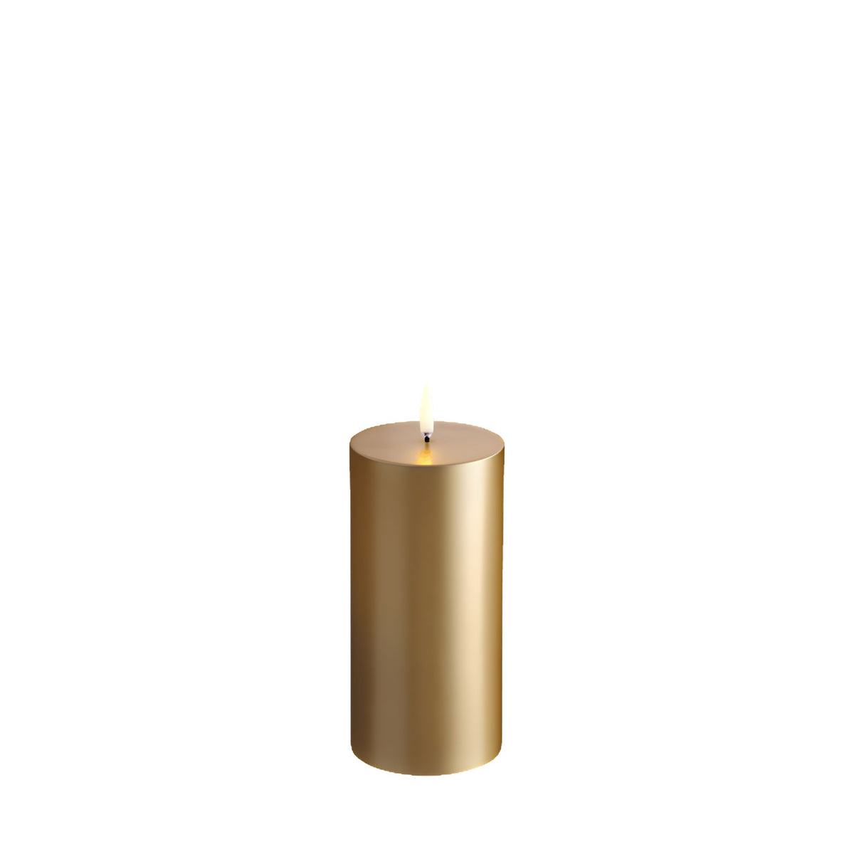 LED Gold Finish Pillar Candles 7,8x15 cm Uyuni Lighting