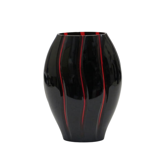 Vaso In Cristallo Nero Onde Rosse Rogaska