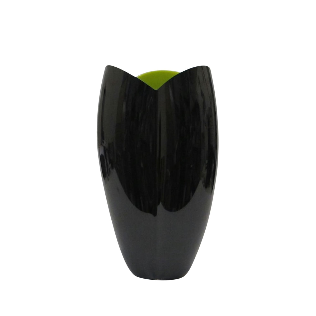 Vaso Tulipano In Cristallo Nero E Verde Rogaska