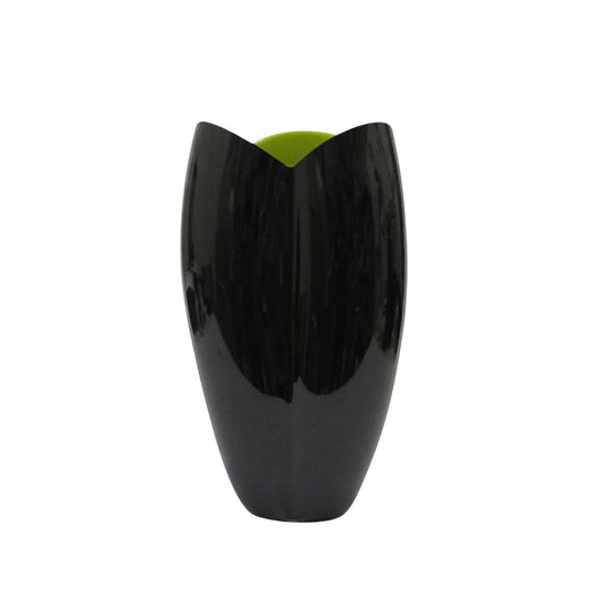 Vaso Tulipano In Cristallo Nero E Verde Rogaska