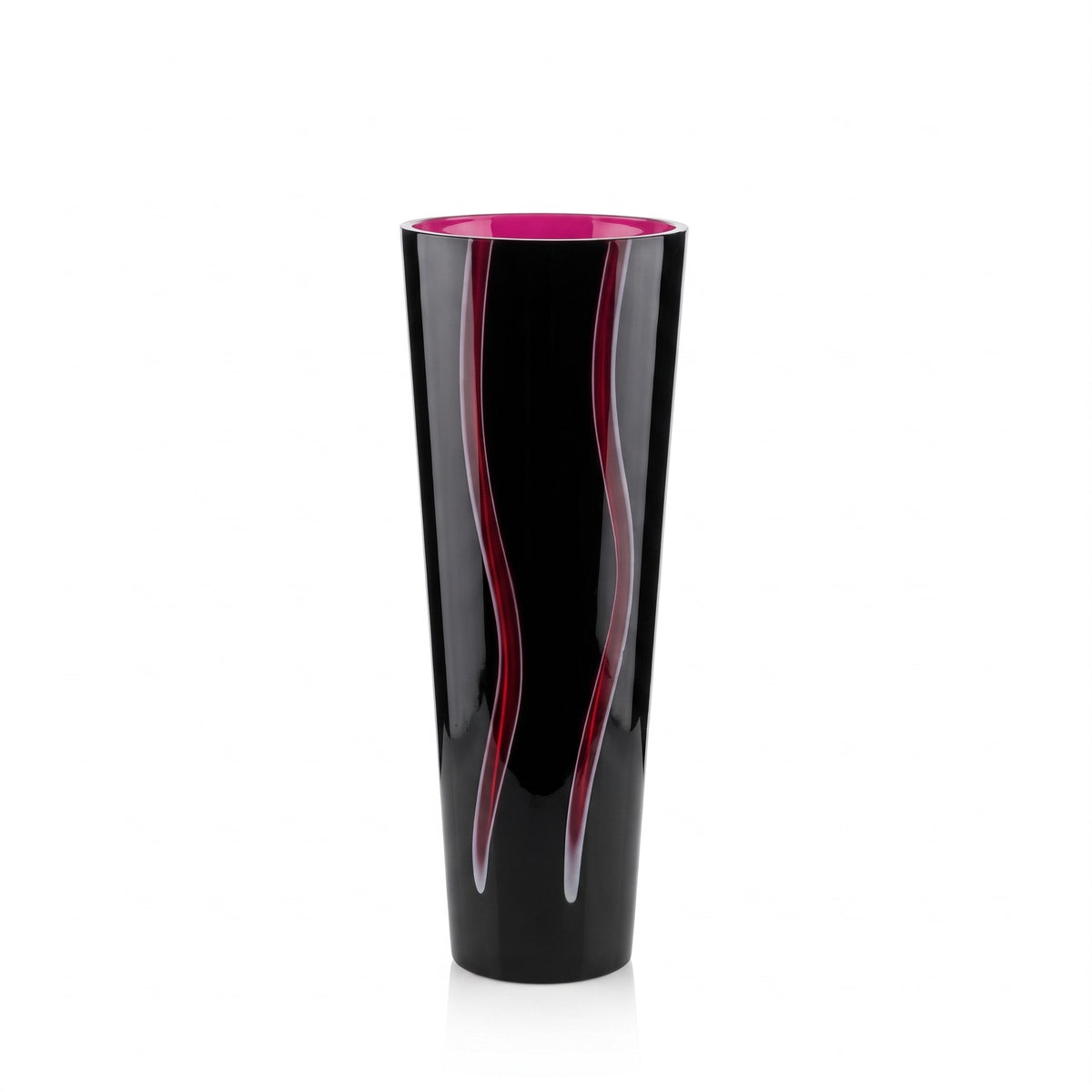 Vaso Cilindrico Nero E Rosso Rogaska