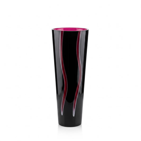 Vaso Cilindrico Nero E Rosso Rogaska