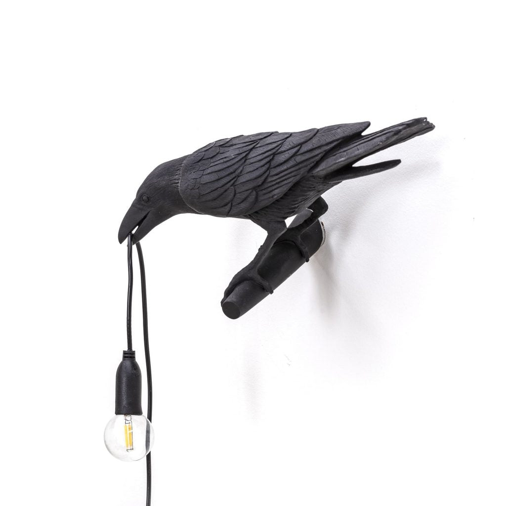 Lampada In Resina Bird Lamp Looking Left Black