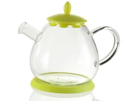 teiera in vetro con tappo verde 1.5l