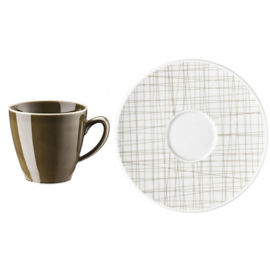 Set 6 tazze caffè con piattino marroni mesh