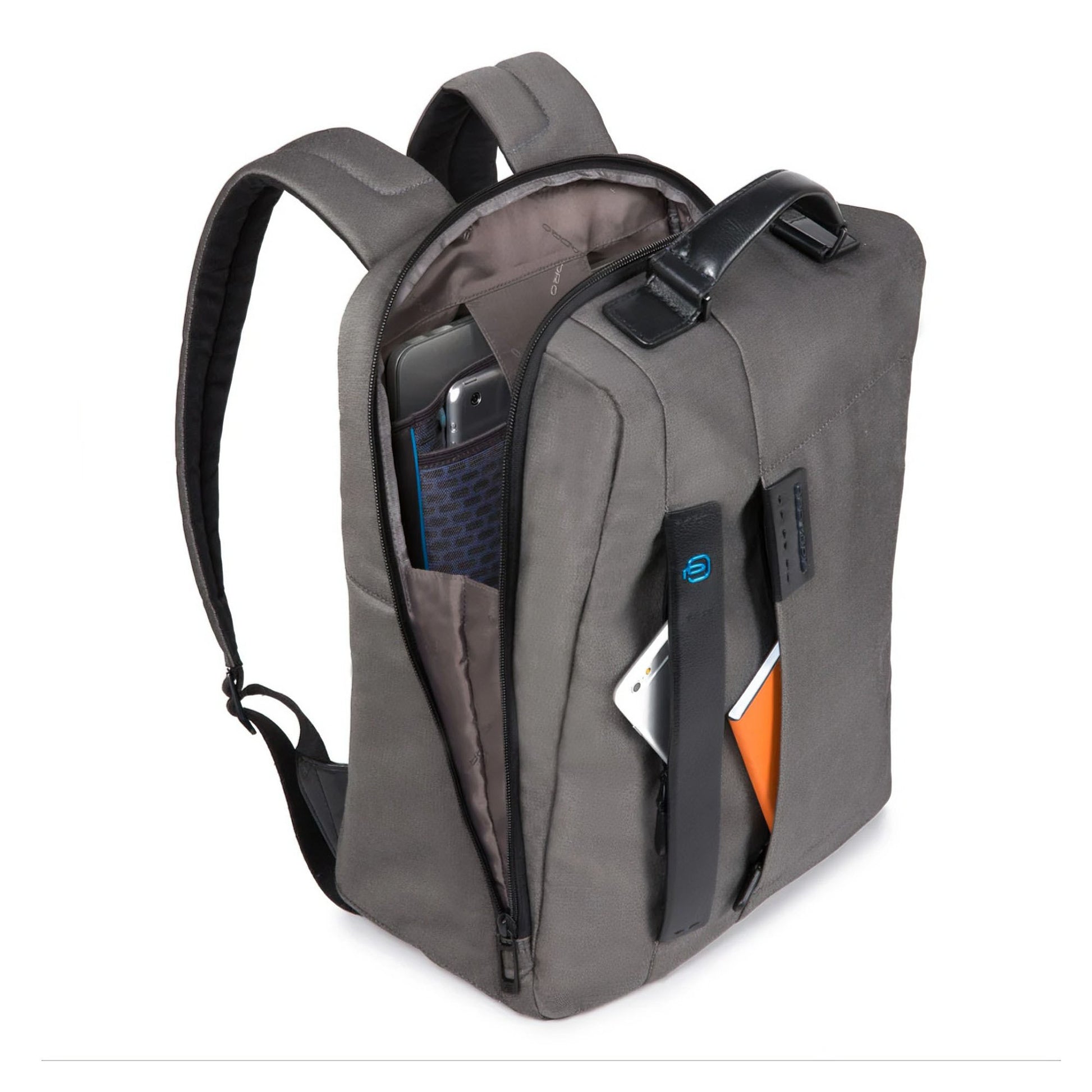 Zaino Grande Un Comparto In Tessuto E Pelle Piquadro