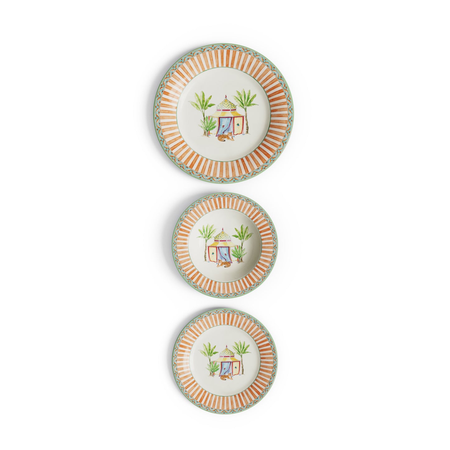 Table Set Plate 3X Porcelain Sariska Orange Lisa Corti