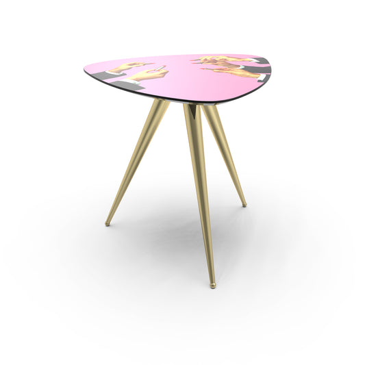 Tavolino Legno e Gambe in metallo Pink Lipsticks
