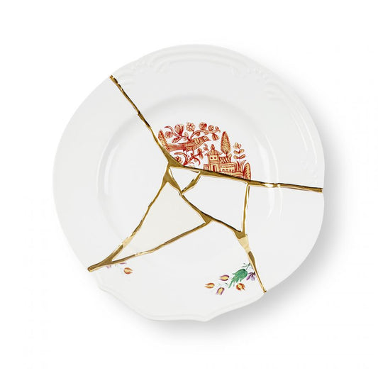 Piatto Piano In Porcellana Kintsugi-N`1