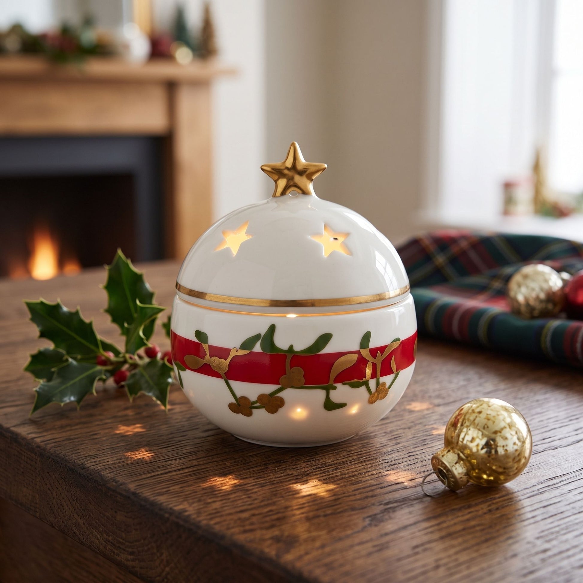 Portacandela Natale Con Candela Mangiafumo Ginori 1735