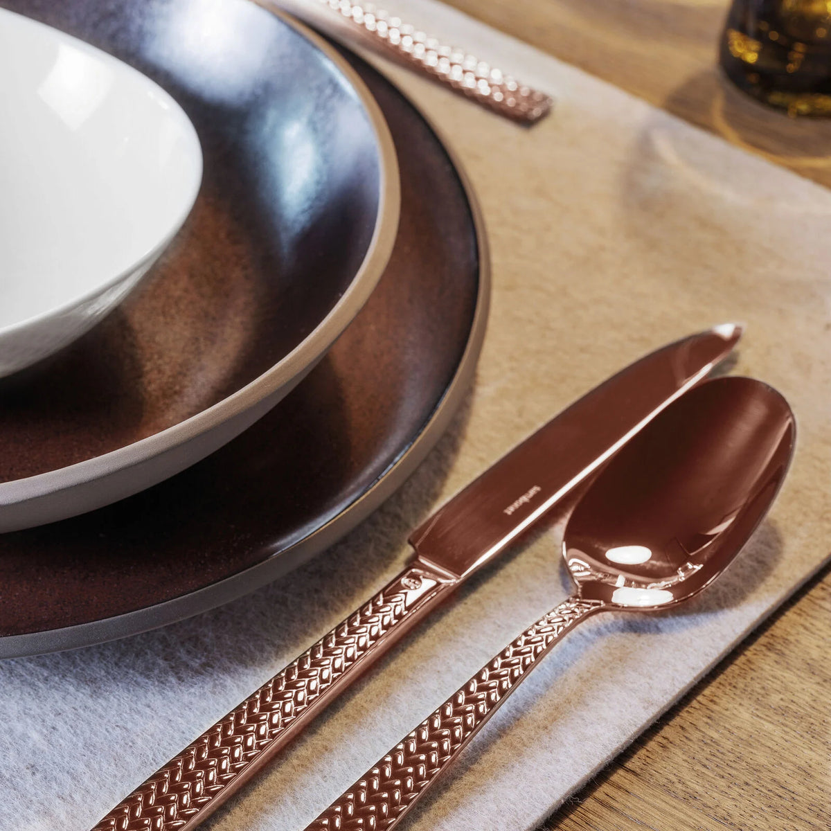 Cortina Servizio tavola 24 posate Mirror Copper