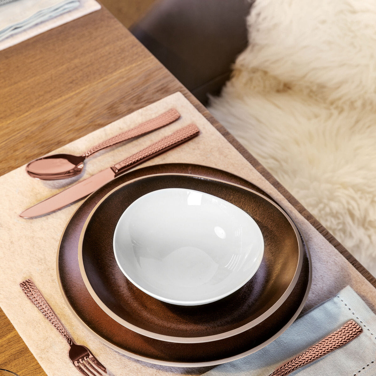 Cortina Servizio tavola 30 posate Mirror Copper