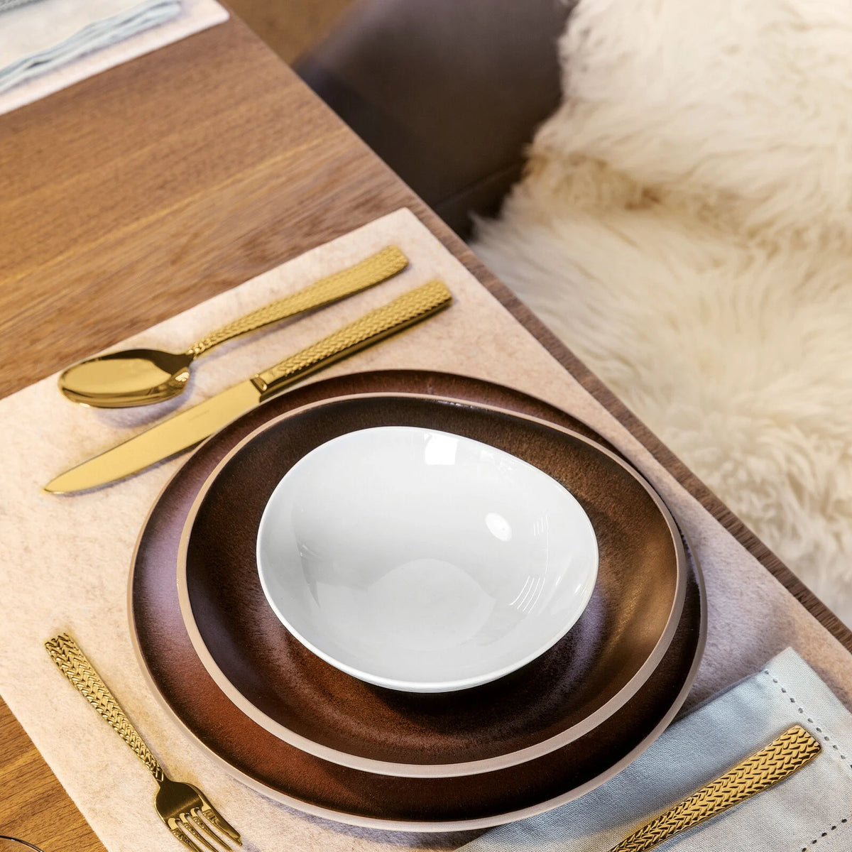 Cortina Servizio tavola 24 posate Mirror Gold