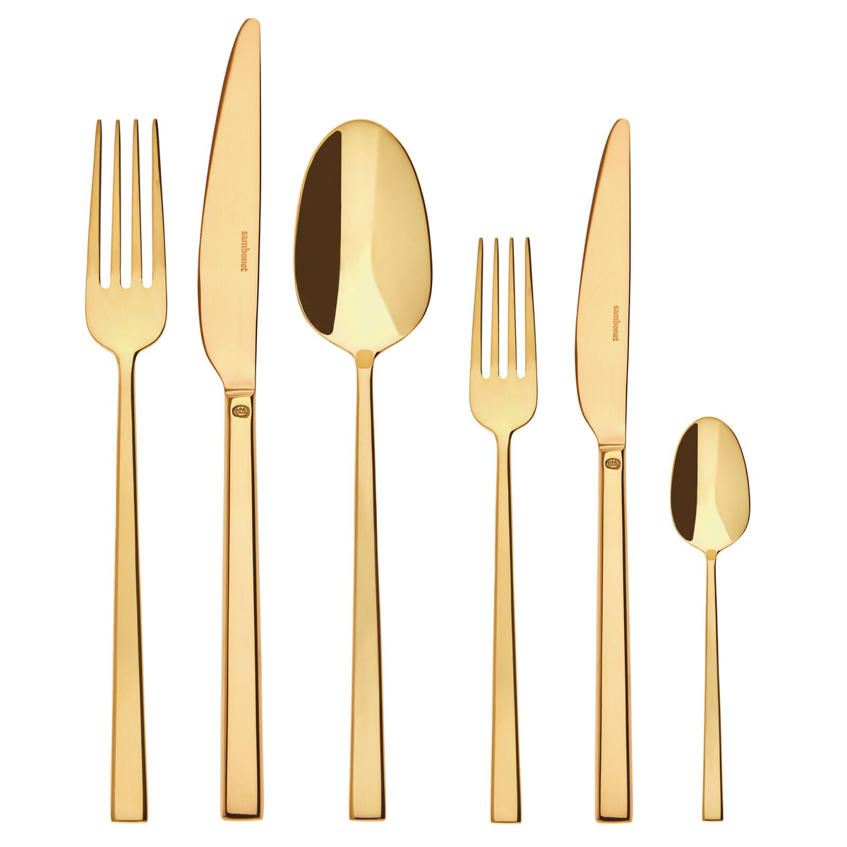Rock Servizio tavola 36 posate Mirror PVD Gold