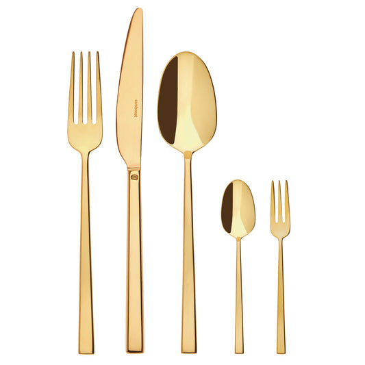 Rock Servizio tavola 60 posate Mirror PVD Gold