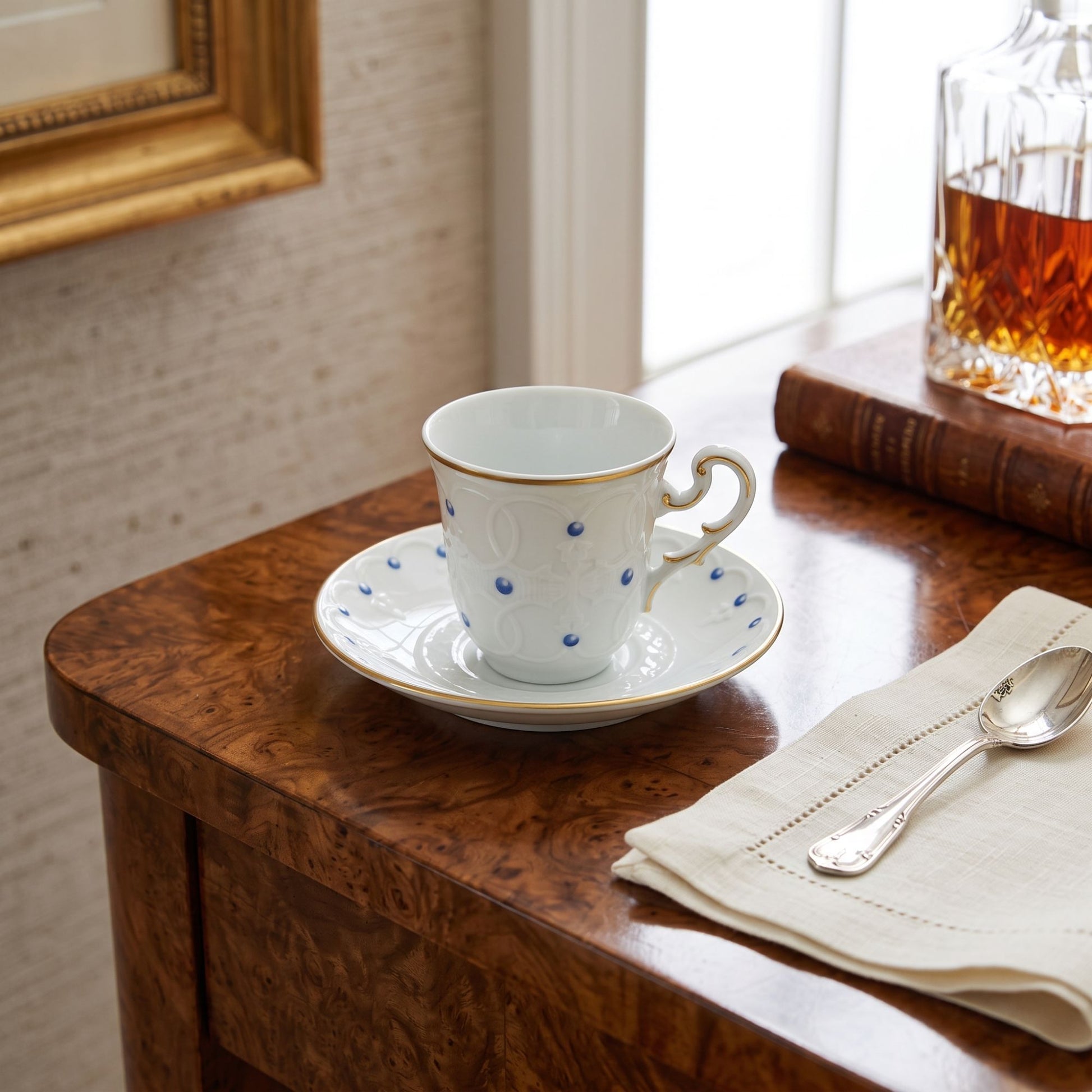 Sei Tazze Caffe Con Piattino Museo Le Perle Blu Ginori 1735