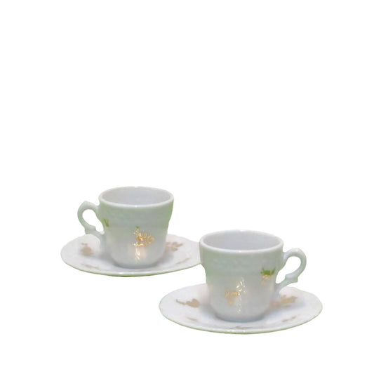 2 Tazze Caffe Mignon Decoro Foglie