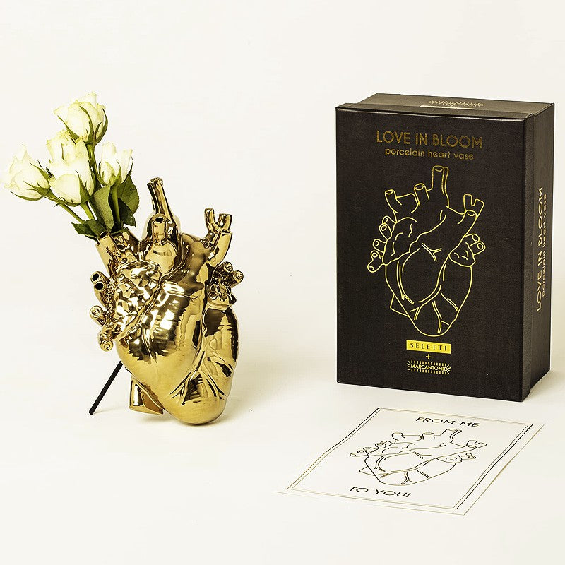 Vaso cuore oro love in bloom