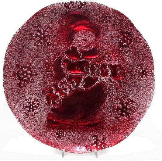 snowman piatto cm 36 decoro rosso scatola regalo